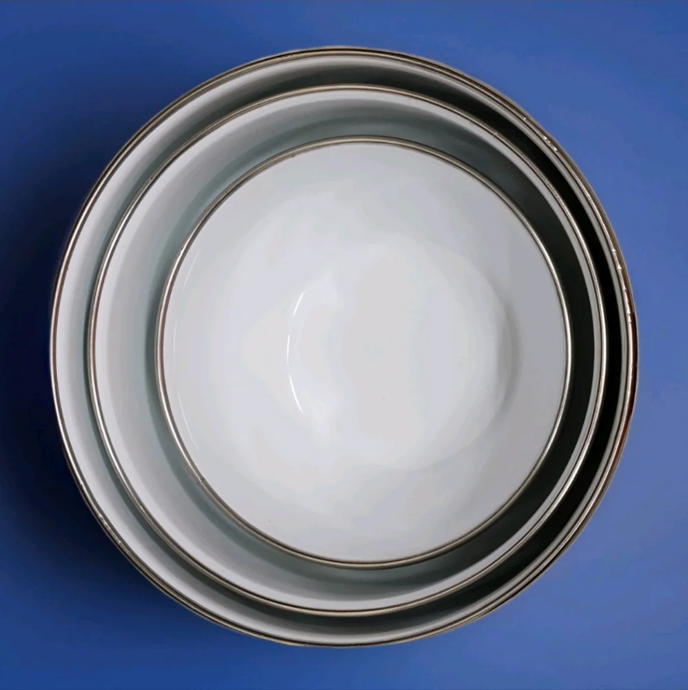 Pfaltzgraff “Summer Breeze” Metal Mixing Bowl Trio | Enamel Nesting Set